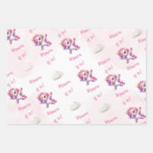Whimsical magie roze dabbing eenhoorn kinderen ver inpakpapier vel (Voorkant 3)