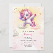 Whimsical magie roze dabbing eenhoorn kinderen ver kaart (Voorkant)