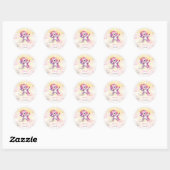 Whimsical magie roze dabbing eenhoorn kinderen ver ronde sticker (Vel)