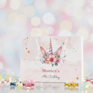 Whimsical magie roze eenhoorn kinderen verjaardag groot cadeauzakje