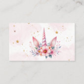 Whimsical magie roze eenhoorn kinderen verjaardag informatiekaartje (Achterkant)