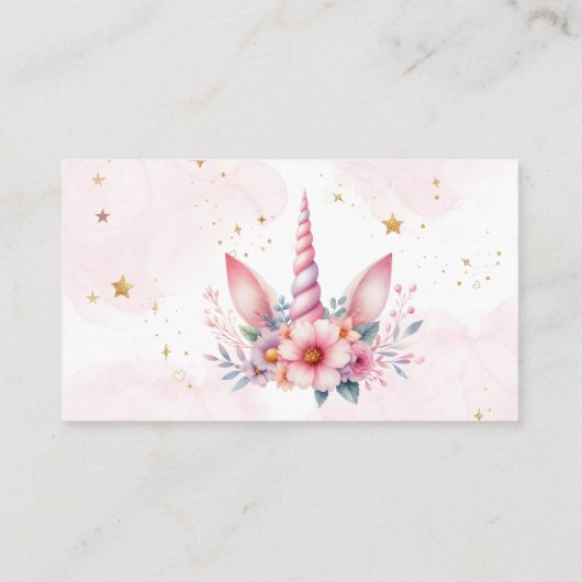 Whimsical magie roze eenhoorn kinderen verjaardag informatiekaartje (Achterkant)