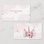 Whimsical magie roze eenhoorn kinderen verjaardag informatiekaartje (Voorkant / Achterkant)