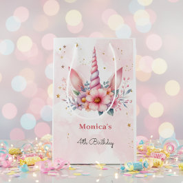 Whimsical magie roze eenhoorn kinderen verjaardag medium cadeauzakje