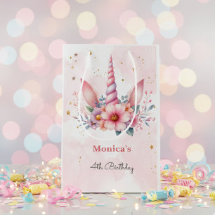 Whimsical magie roze eenhoorn kinderen verjaardag medium cadeauzakje