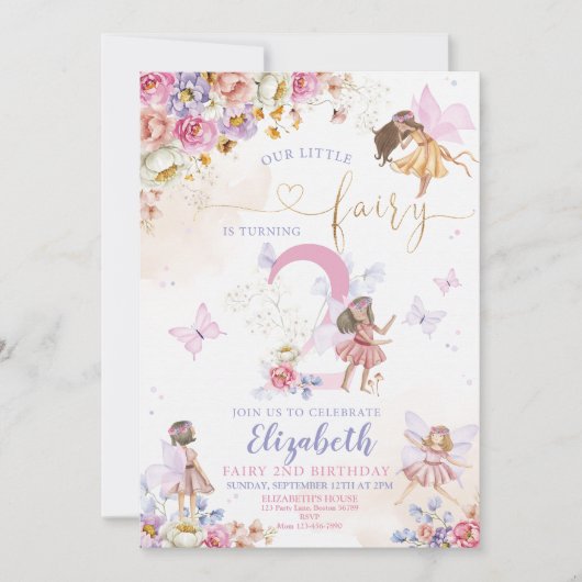 Whimsical magische bloemen verjaardag kaart (Voorkant)