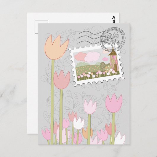 Whimsical magische dorpstuin briefkaart (Voorkant / Achterkant)