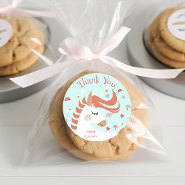 Whimsical magische eenhoorn kinderen verjaardag da ronde sticker