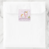 Whimsical Magische Eenhoorn Paarse Lila Prinses Vierkante Sticker (Tas)