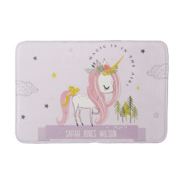Whimsical Magische Eenhoorn Paarse Prinses Kinder Badmat