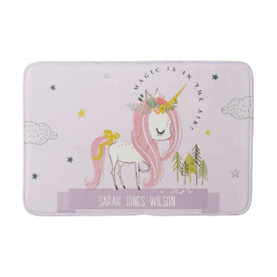 Whimsical Magische Eenhoorn Paarse Prinses Kinder Badmat