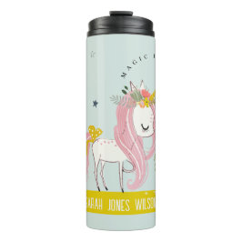 Whimsical Magische Eenhoorn Roze Aqua Prinses Kind Thermosbeker