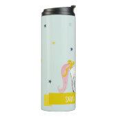 Whimsical Magische Eenhoorn Roze Aqua Prinses Kind Thermosbeker (Gedraaid links)