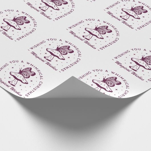 Whimsical magische kerst paarse esthetiek cadeaupapier (Hoek)