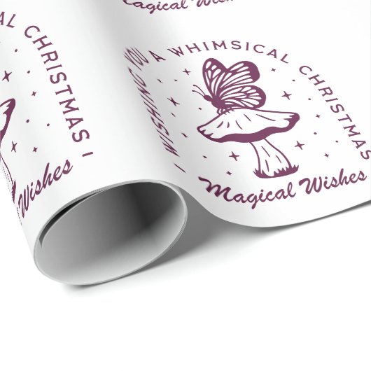 Whimsical magische kerst paarse esthetiek cadeaupapier (Rol Hoek)