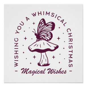 Whimsical magische kerst paarse esthetiek perfect poster