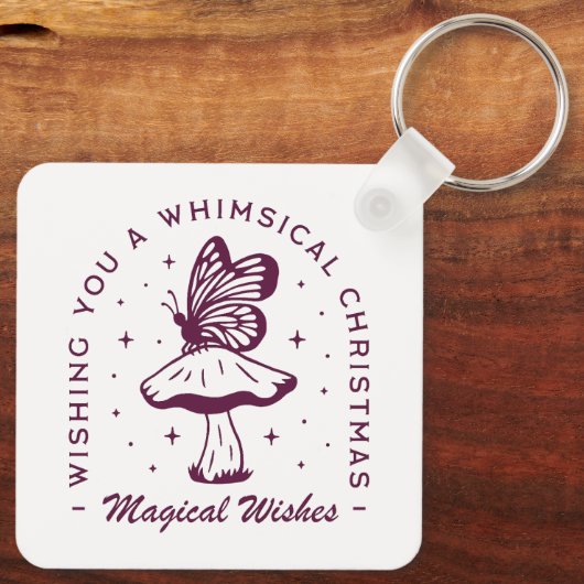 Whimsical magische kerst paarse esthetiek sleutelhanger (Achterkant)