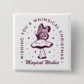 Whimsical magische kerst paarse esthetiek vierkante button 5,1 cm (Voorkant)