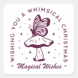 Whimsical magische kerst paarse esthetiek vierkante sticker
