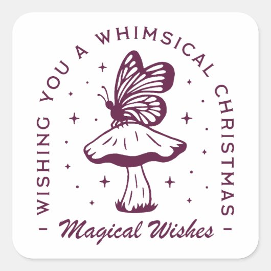 Whimsical magische kerst paarse esthetiek vierkante sticker (Voorkant)
