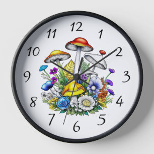 Whimsical magische paddenstoelen en bloemen