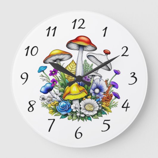 Whimsical magische paddenstoelen en bloemen grote klok (Voorkant)