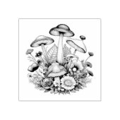 Whimsical magische paddenstoelen en bloemen rubberstempel (Afrduk)
