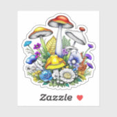 Whimsical magische paddenstoelen en bloemen sticker (Vel)