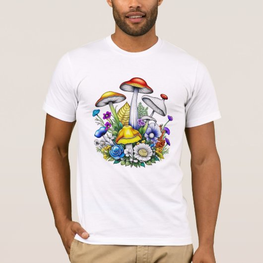 Whimsical magische paddenstoelen en bloemen t-shirt (Voorkant)