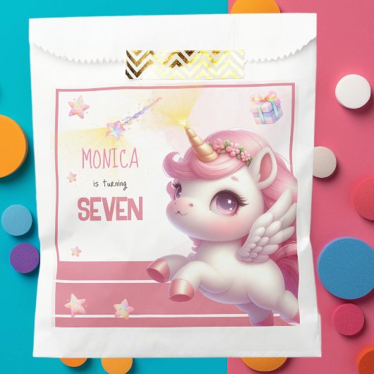 Whimsical magische pastel eenhoorn kinderen verjaa bedankzakje