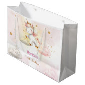 Whimsical magische pastel eenhoorn kinderen verjaa groot cadeauzakje (Voorkant Gekanteld)