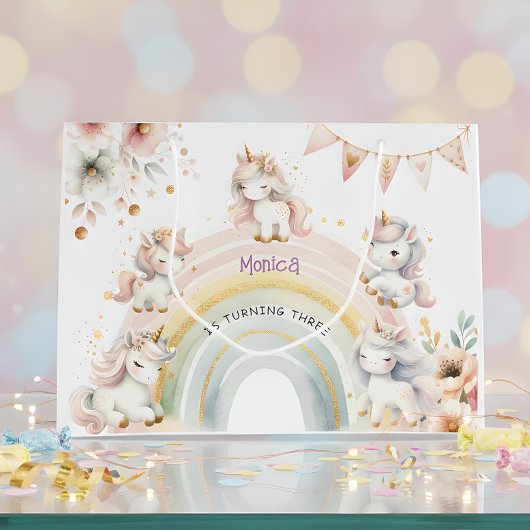 Whimsical magische pastel eenhoorn kinderen verjaa groot cadeauzakje