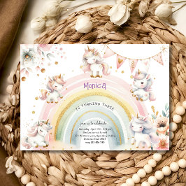Whimsical magische pastel eenhoorn kinderen verjaa kaart