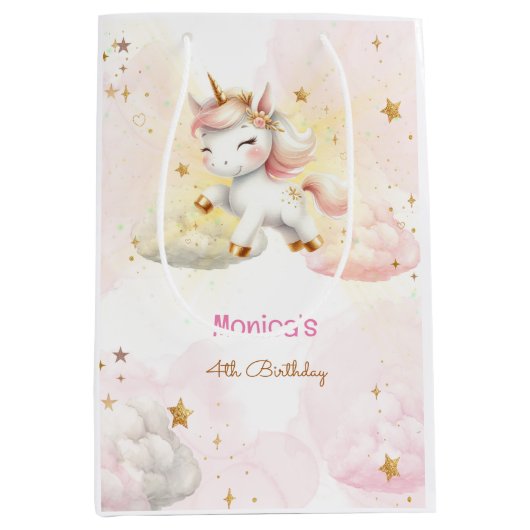 Whimsical magische pastel eenhoorn kinderen verjaa medium cadeauzakje (Voorkant)