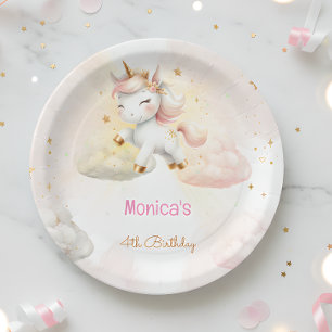 Whimsical magische pastel eenhoorn kinderen verjaa papieren bordje