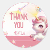 Whimsical magische pastel eenhoorn kinderen verjaa ronde sticker (Voorkant)