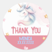 Whimsical magische pastel eenhoorn kinderen verjaa ronde sticker (Voorkant)