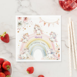 Whimsical magische pastel eenhoorn kinderen verjaa servet