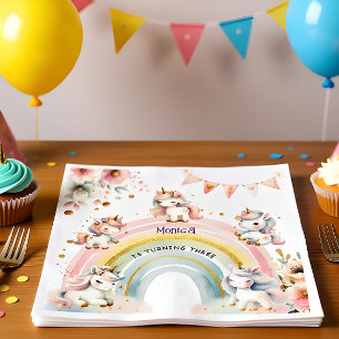 Whimsical magische pastel eenhoorn kinderen verjaa servet