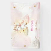 Whimsical magische pastel eenhoorn kinderen verjaa spandoek (Verticaal)