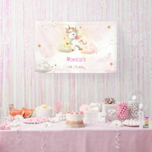 Whimsical magische pastel eenhoorn kinderen verjaa spandoek