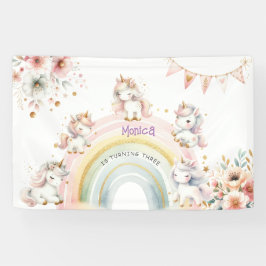 Whimsical magische pastel eenhoorn kinderen verjaa spandoek