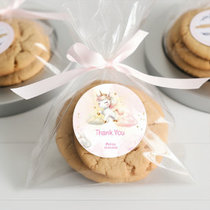Whimsical magische pastel eenhoorn verjaardag dank ronde sticker
