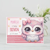 Whimsical magische pastel uil kinderen verjaardag kaart (Staand voorkant)