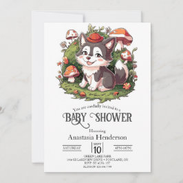 Whimsical Magische Wolf Baby shower Digitaal Kaart