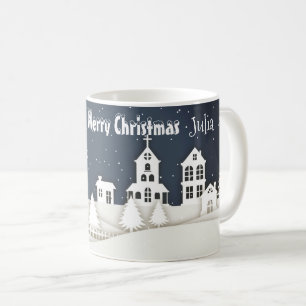 Whimsical Magnetic Snow Xmas Chic Blue Koffiemok