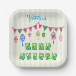 Whimsical Mahjong Baby Shower Papieren Bordje