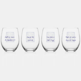 Whimsical Mahjong Toile Wine Glasses - Set of 4 Wijnglas Zonder Voet