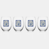 Whimsical Mahjong Toile Wine Glasses - Set of 4 Wijnglas Zonder Voet (Achterkant)