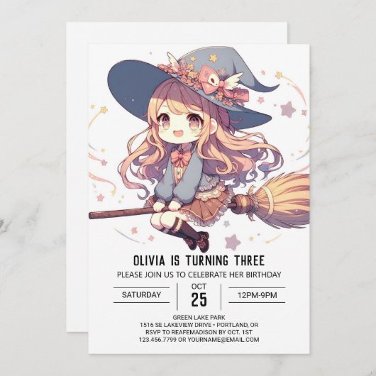 Whimsical Majestic Wizard Verjaardag Kaart (Voorkant / Achterkant)